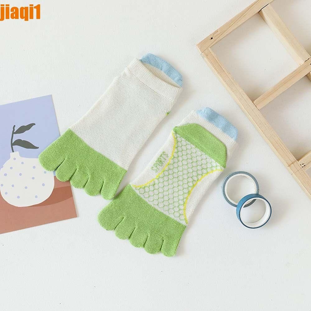 JIAQI1 Meias De Cinco Dedos Combinando Com Cores Macias Para Crianças Absorventes De Suor Antiderrapantes Infantis