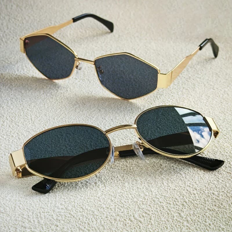 Óculos Femininos De Armação Oval-Estilo Y2K Em Formato De Diamante , Lentes De PC Com De Metal , Roupas Casuais Acessóri
