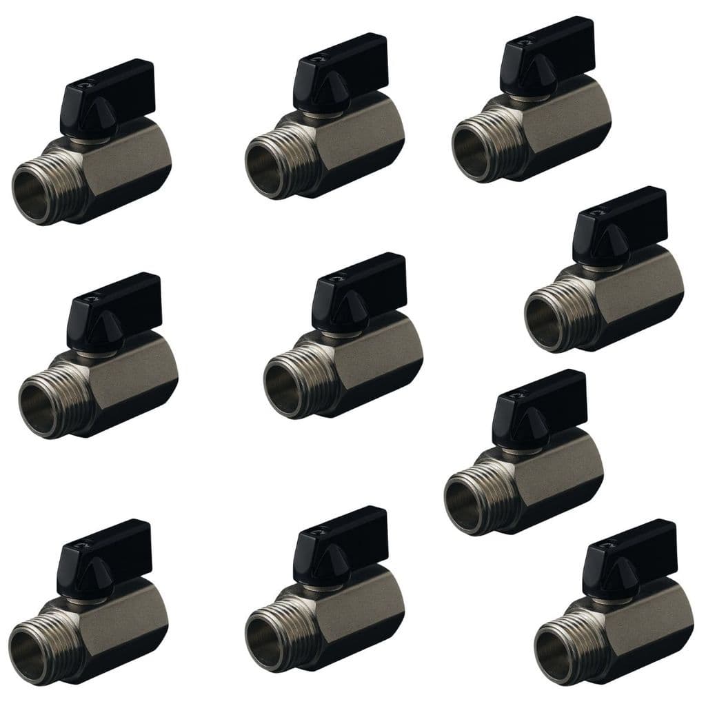 KIT 10 Registro Válvula Esfera Mini 1/4'' Macho X Fêmea BSP - VEM BR 02