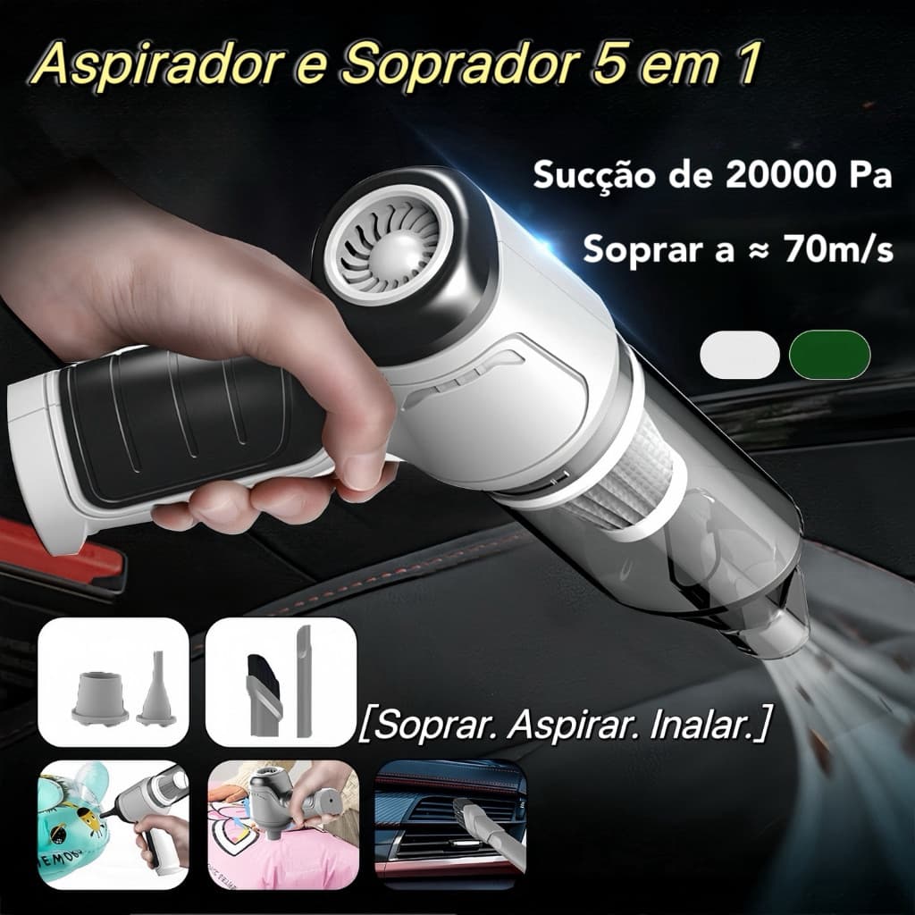 Aspirador de pó portátil cinco em um e secador de cabelo - multifuncional de alta potência, limpeza mais completa