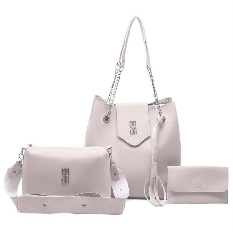 Conjunto 3 Bolsas Em Couro Luxuosa Sacola Transversal + Bolsa Tira Colo Bag + Carteira Feita Artesanalmente Em Altíssima
