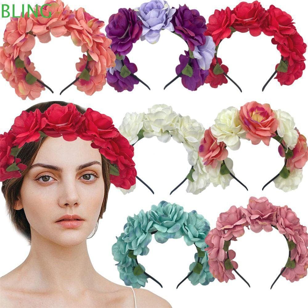 BLING Rosa Flor Headpiece , Festivo De Casamento Boêmio Coroa Floral Hairband , Foto Adereços Headwear