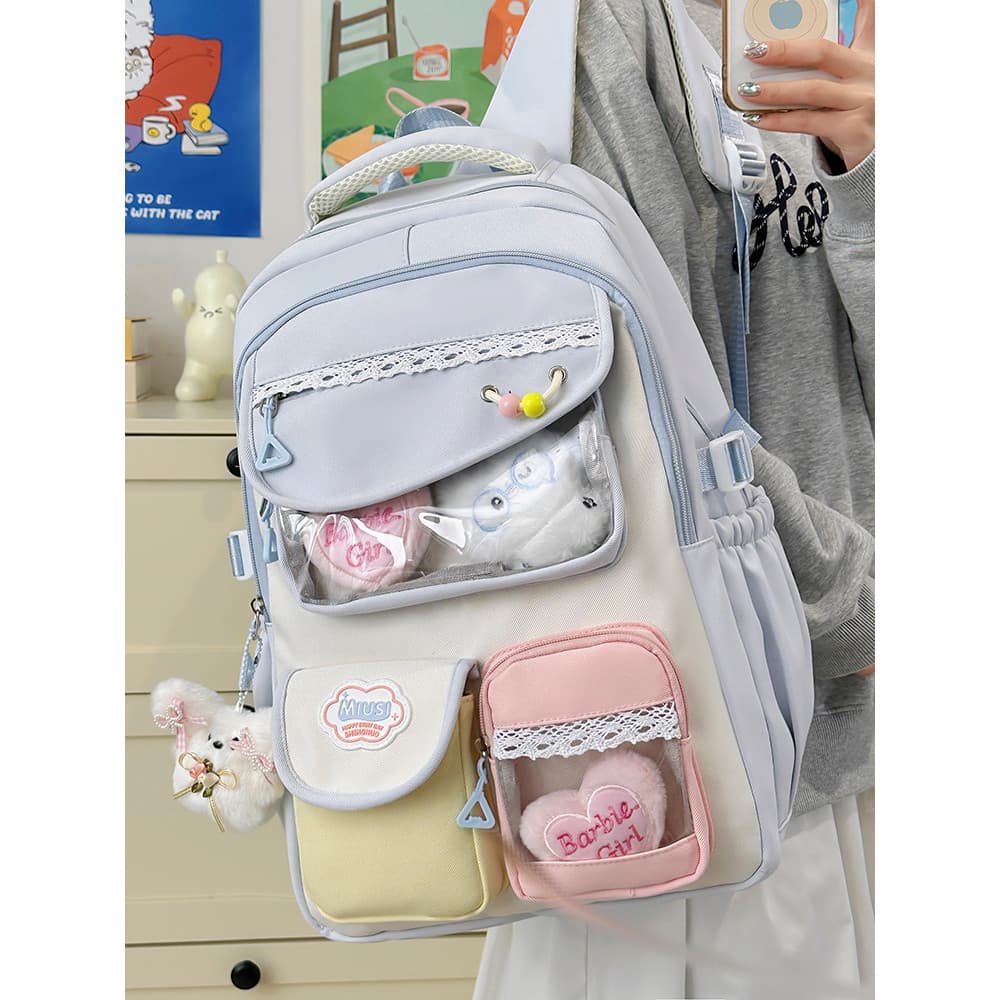 2026 Estrutura multicamadas de grande capacidade estilo ins mochila camada de dor bolsa frontal de alto valor combinando