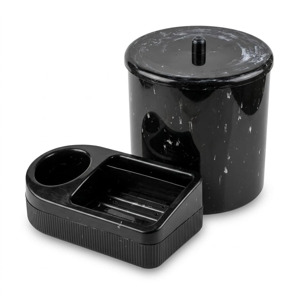 Kit Pia Marmorizado 2 Peças Cesto Lixeira 6L e Porta Detergente Cozinha