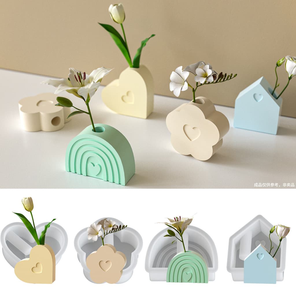 DIY Amor Vaso De Flores Flor Utensílio Molde Leve Aromaterapia De Gesso Silicone Presente Fazendo Decoração Interior