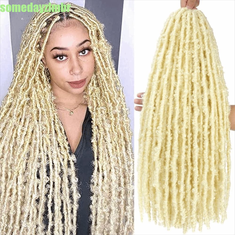 SOMEDAYZL0M 24 Fios Borboleta Falso Locs Crochê Cabelo , Natural Angustiado Torcido Boho Trança