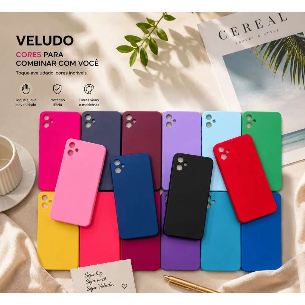 Veludo Capinha Silicone Colorida A07 A17 A06 4G A16 A26 A36 A56