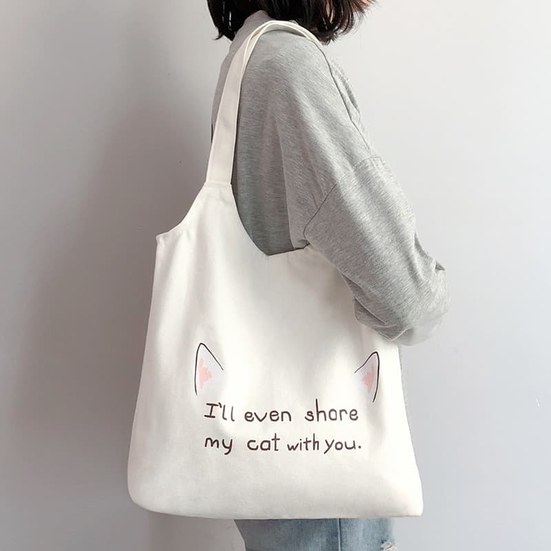 Bolsa de lona feminina bolsa de ombro sacola de pano versão coreana branco Commuter trabalho grande capacidade classe es