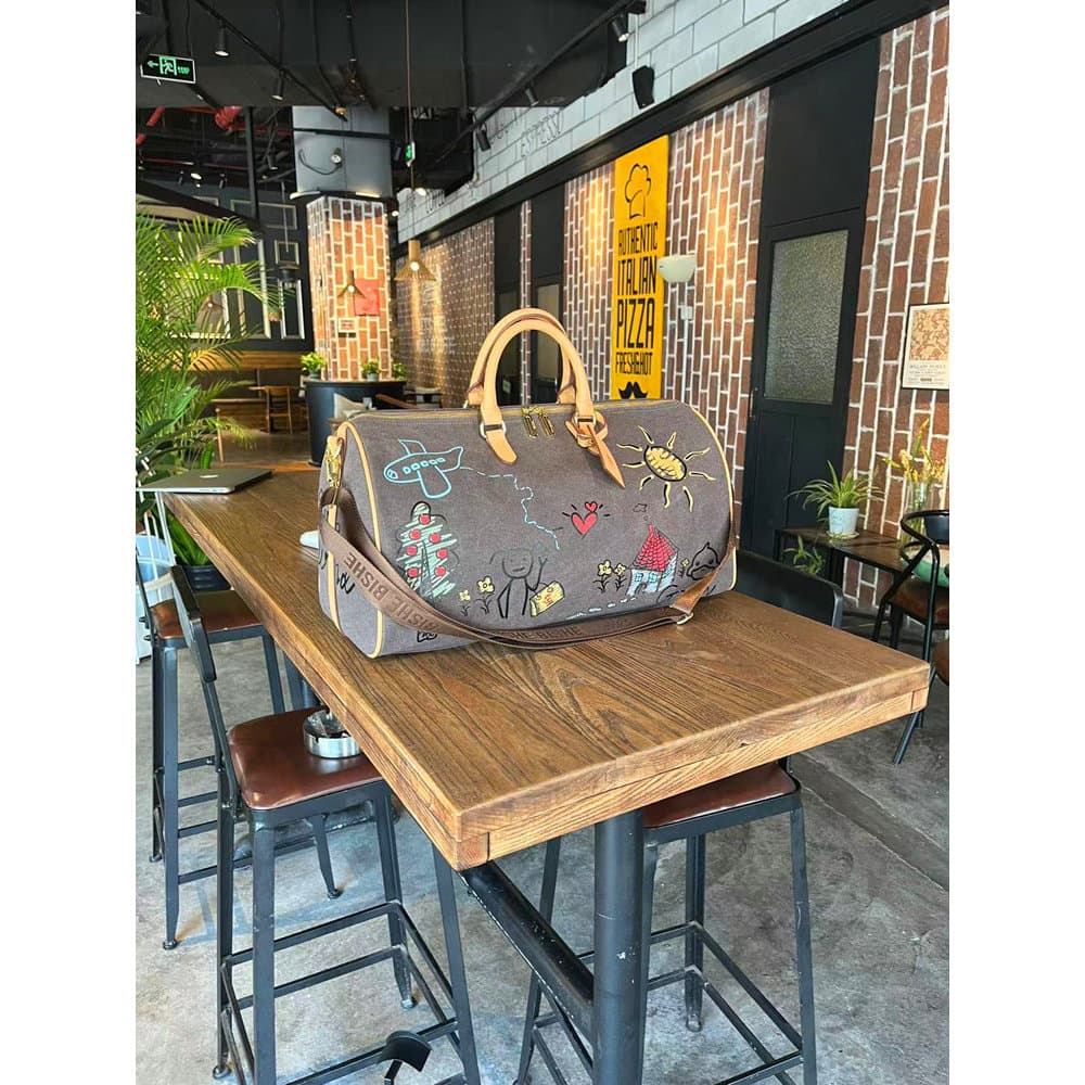 Bolsa de lona Graffiti, grande capacidade, bolsa de viagem de curta distância, separação seca e molhada, bolsa de ginást