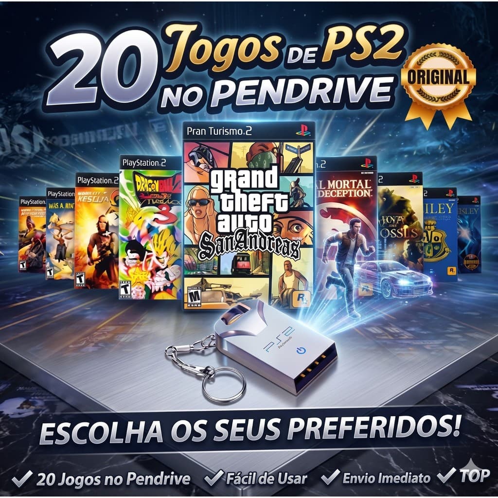 Pen Drive Metal PS2 - 20 Jogos À Escolha - Configurado OPL >> INFO NA DESCRIÇÃO