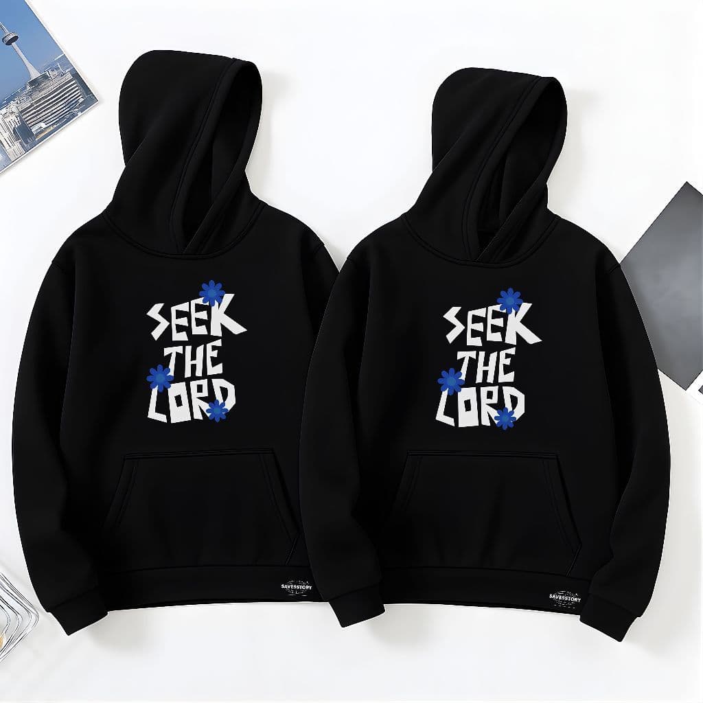 Kit Casal Moletom Casaco Busque O Senhor Jesus Blusa De Frio Canguru Flanelado Cristã Gospel