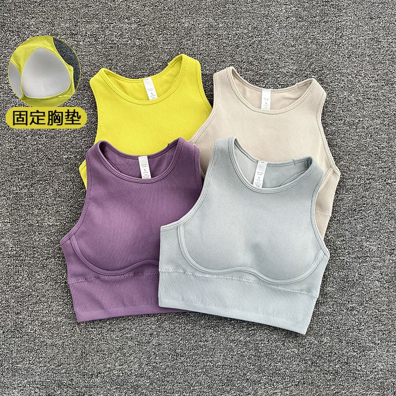 Correndo Fitness esportes colete de uma peça feminino de alta intensidade rosqueado oco bonito volta à prova de choque a