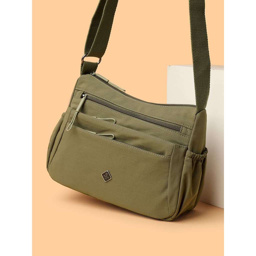 Bolsa mensageiro de pano de Nylon de grande capacidade feminina Multi-zíper feminina de meia-idade