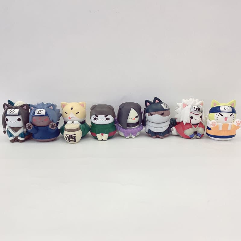 8 Pçs Anime Figura Sasuke Kitty Naruto Kakashi Shikamaru De Ação Versão Q Coleção Ornamento Modelo Brinquedos Presentes