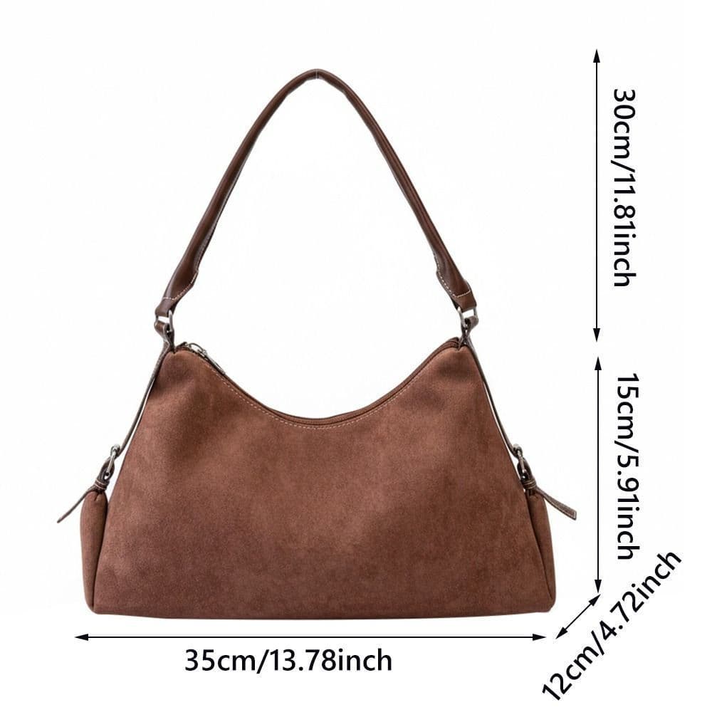 Bolsa AOMSOM Boston , De Couro Camurça Macia Fosca , Simples , Cor Sólida , Grande Capacidade Feminina