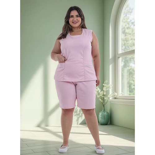 Uniforme Bermuda E Regata Helanca Plus Size Confortável