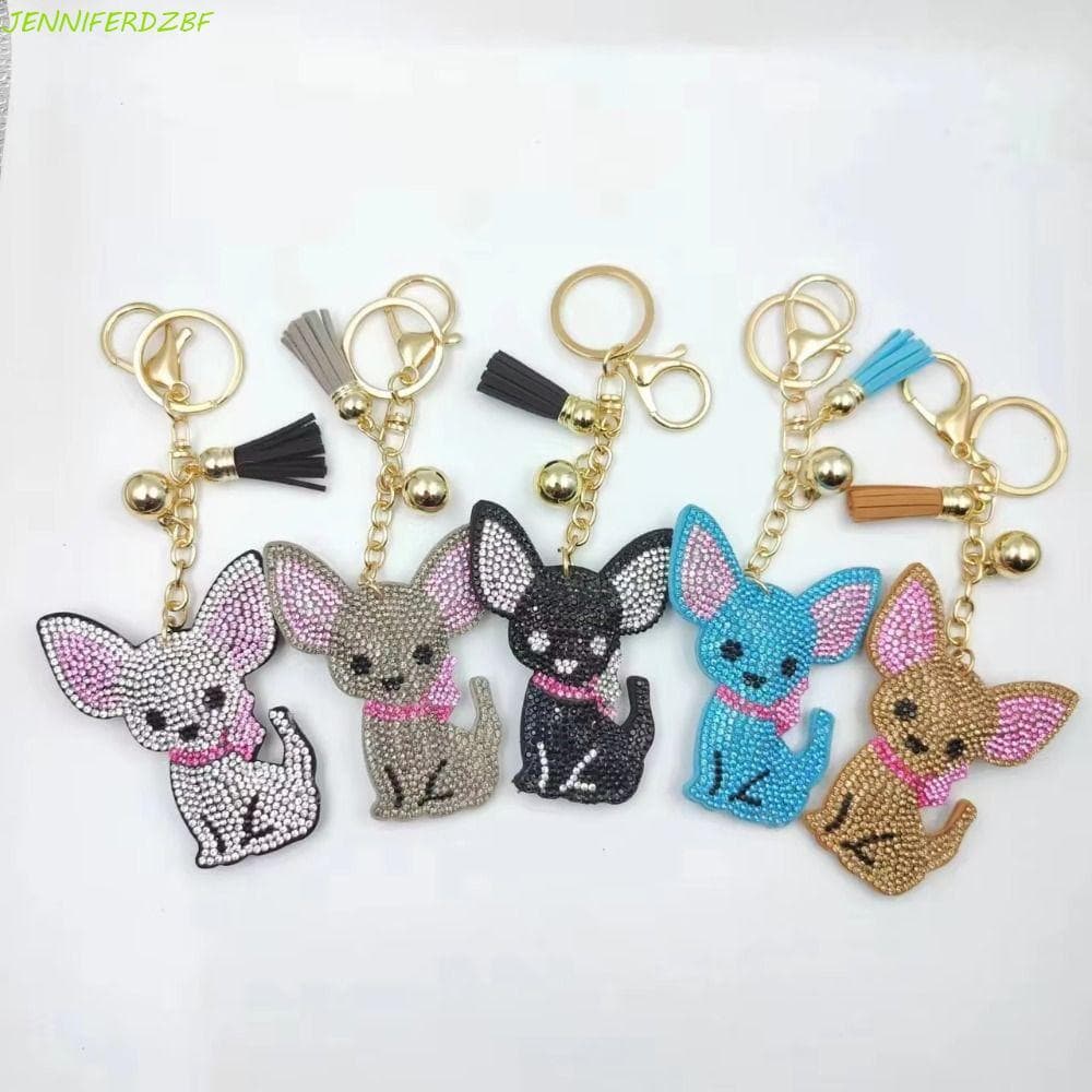 Chaveiro De Cachorro JENNIFERDZBF , Chihuahua Com Pingente De Bolsa De Animais Fofos Cristal Dourado Borla