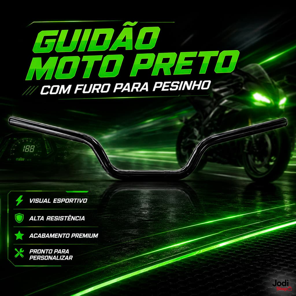 Guidão Preto Fosco Twister Esportivo Com Furo Para Pesinho Moto