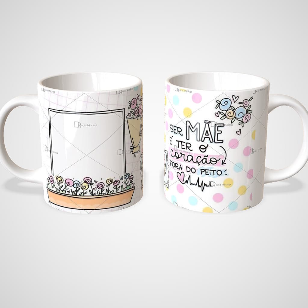 Caneca de Porcelana Decorada Dia das Mães - Lembrança Criativa e Personalizável