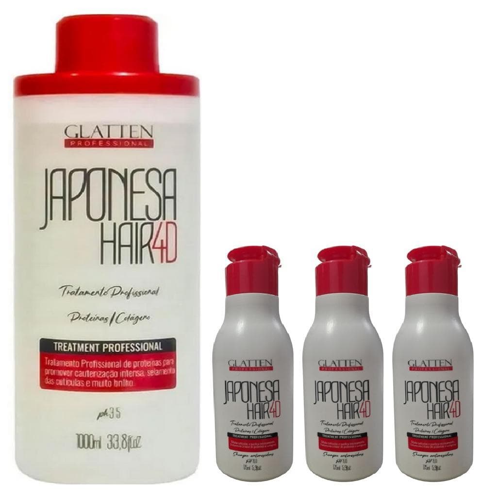 Glatten Japonesa Hair 4 D Progressiva 1 Litro e 3 Shampoo 175 ml
