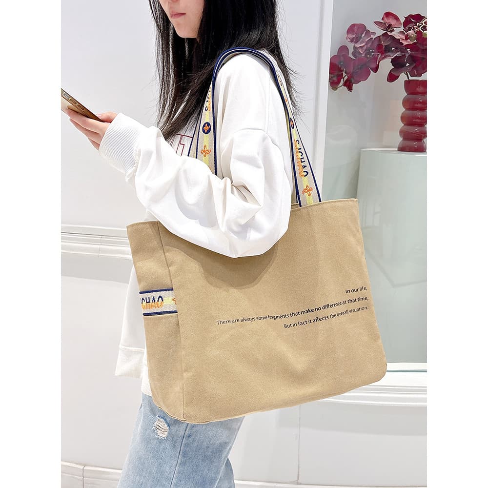 Bolsa de lona feminina 2026 novo estilo grande capacidade trabalho Commuter bolsa estudante classe estilo coreano bolsa