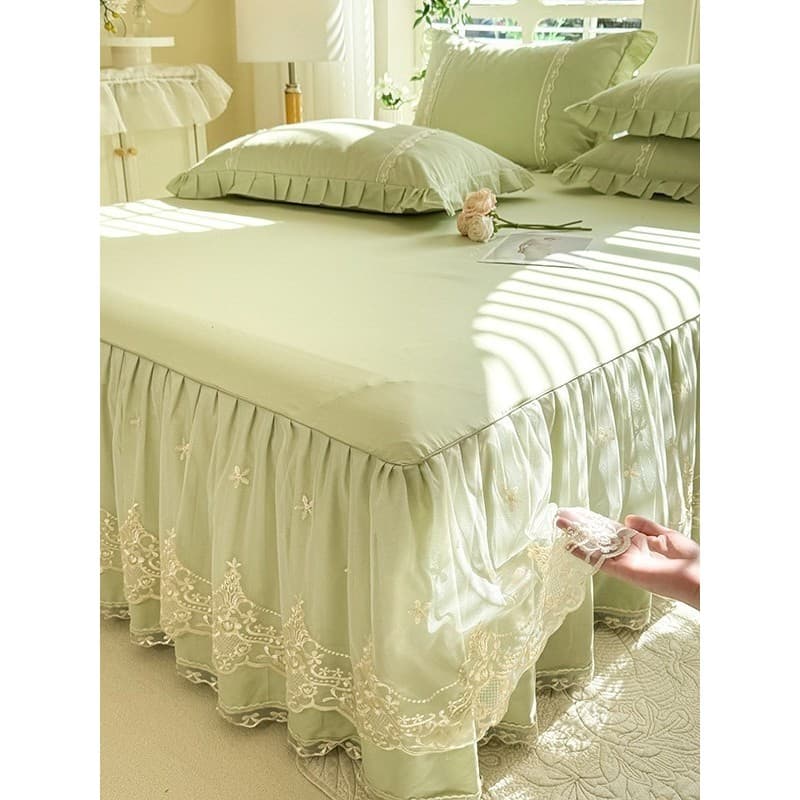 Versão coreana classe A mãe bebê grau puro algodão saia de cama única peça renda de algodão com saia lençol capa de edre