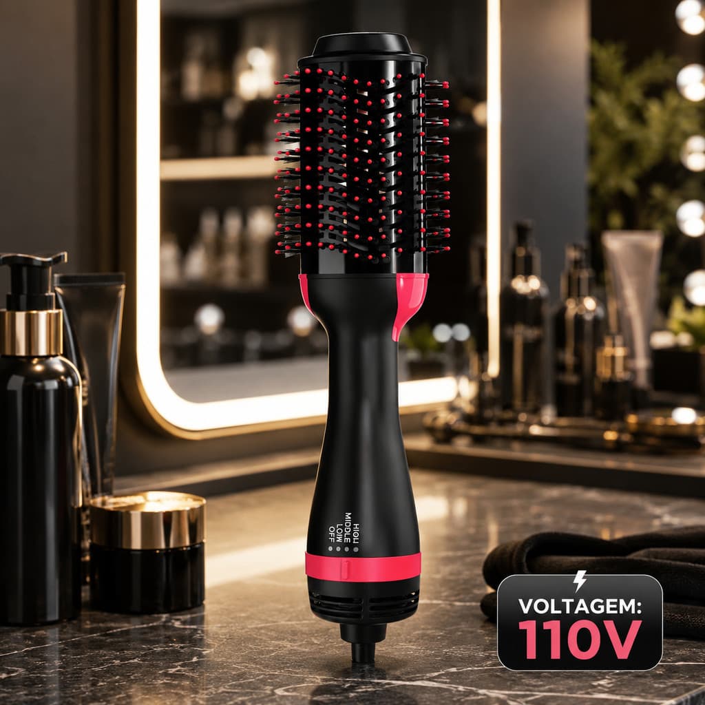 Escova Secadora Profissional 3 em 1 110V – Seca, Alisa | Tecnologia Anti Frizz | NÃO É BIVOLT