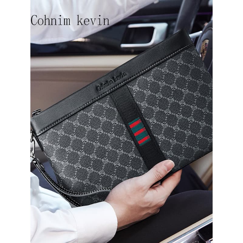 Cohnim kevin Bolsa de mão masculina de couro genuíno de grande capacidade Bolsa de pasta de negócios Bolsa de embreagem