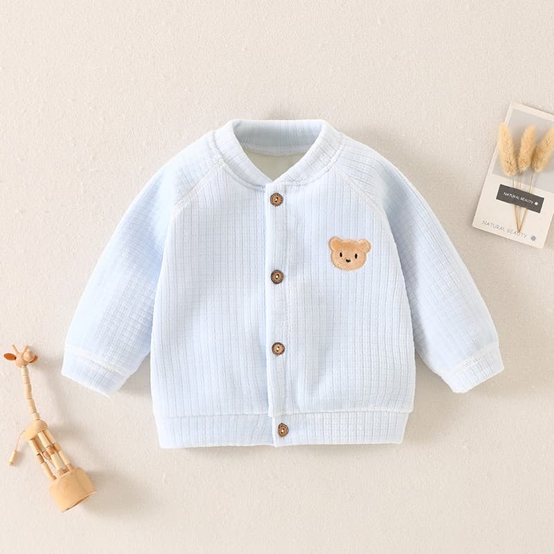 Outono inverno jaqueta de bebê forro de lã Cardigan masculino feminino jaqueta pequena peça única superior roupas exteri