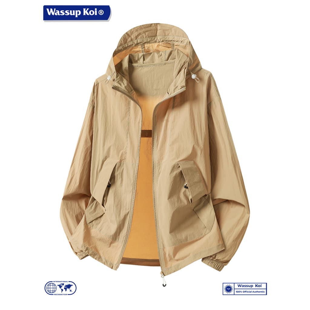 WASSUP KOI Ice Sense Protetor Solar Roupas Masculinas UPF50 + Leve Respirável Com Capuz Estilo Funcional Jaqueta Tipo So