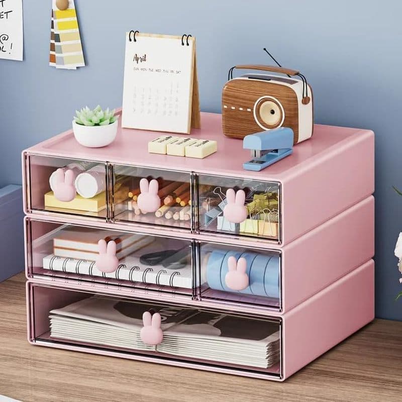 Organizador De Mesa Marbrasse Com 6 Gavetas , De Armazenamento Empilháveis De 3 Camadas , De Maquiagem De Plástico , Org