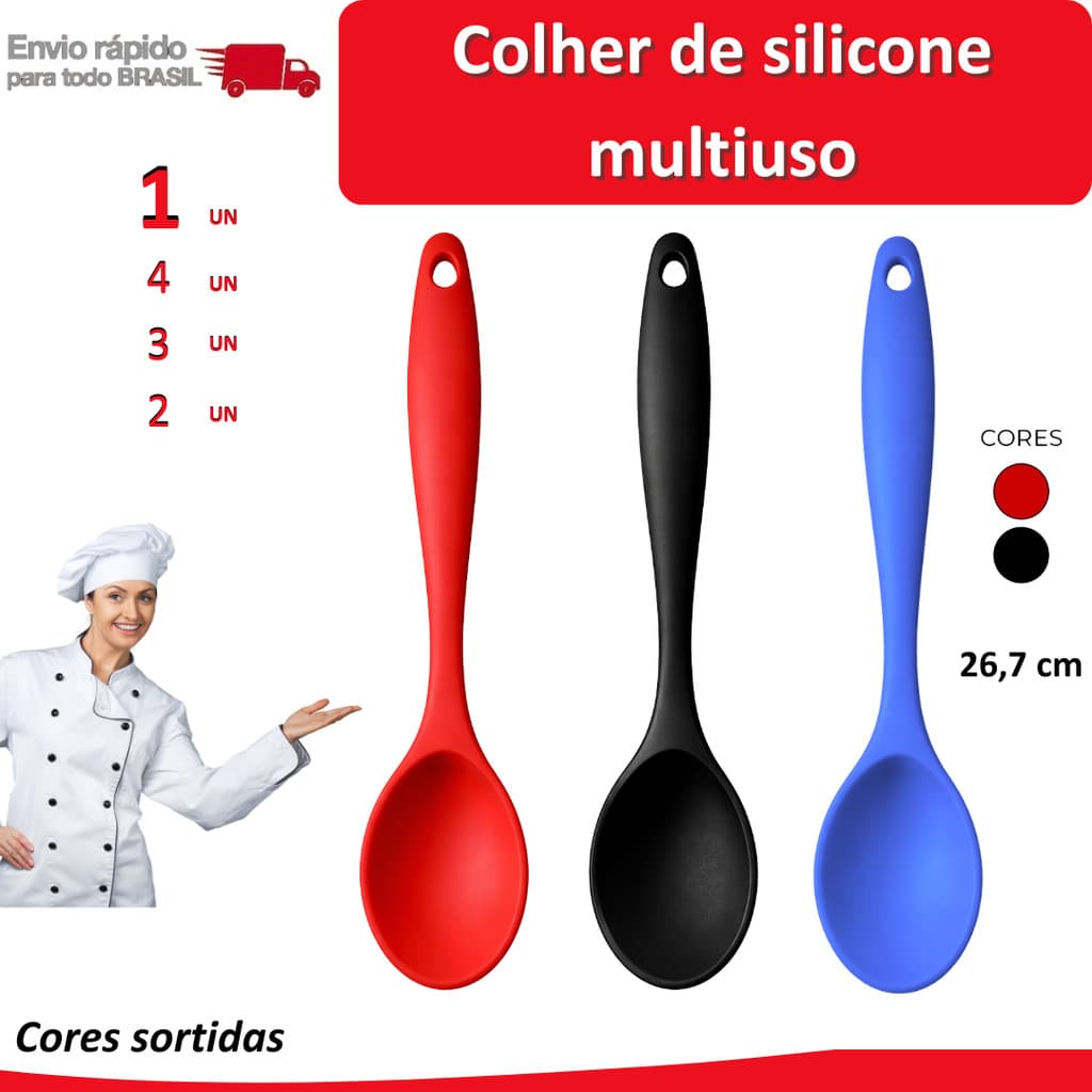 4/3/2/1 Colher de Silicone multiuso cozinha chef faca comida restaurante garfo talher utensilios