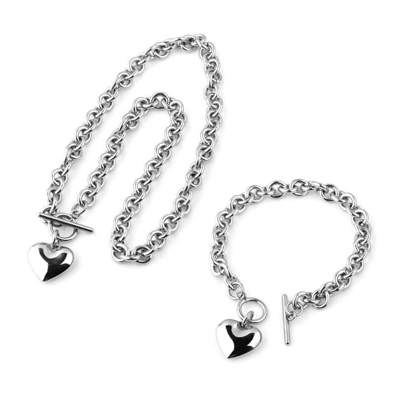 GODD Pulseira De Alternância Em Formato De Coração , Corrente De Metal , Pingente , Colar , Decoração De Joias