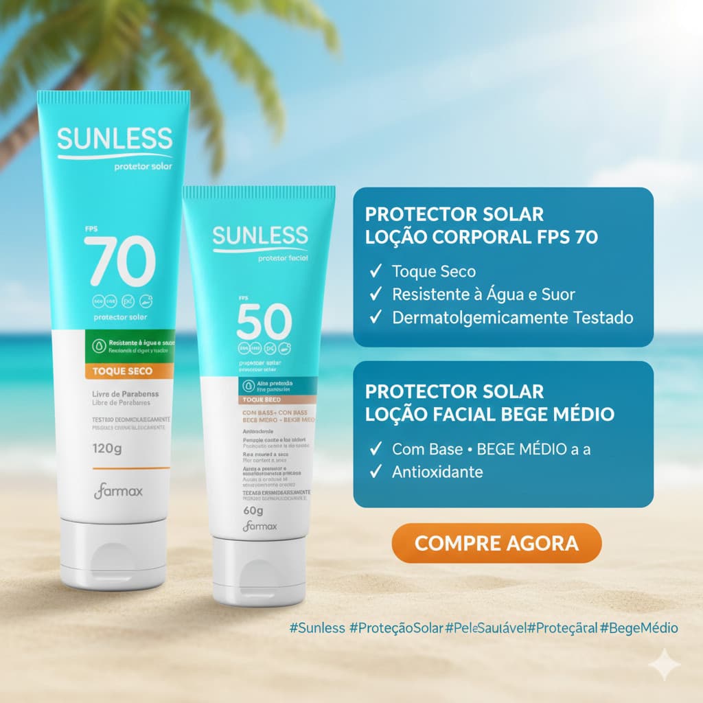 Kit Protetor Solar Corporal FPS 70 120g + Protetor Solar Facial FPS 50 60g Bege Medio