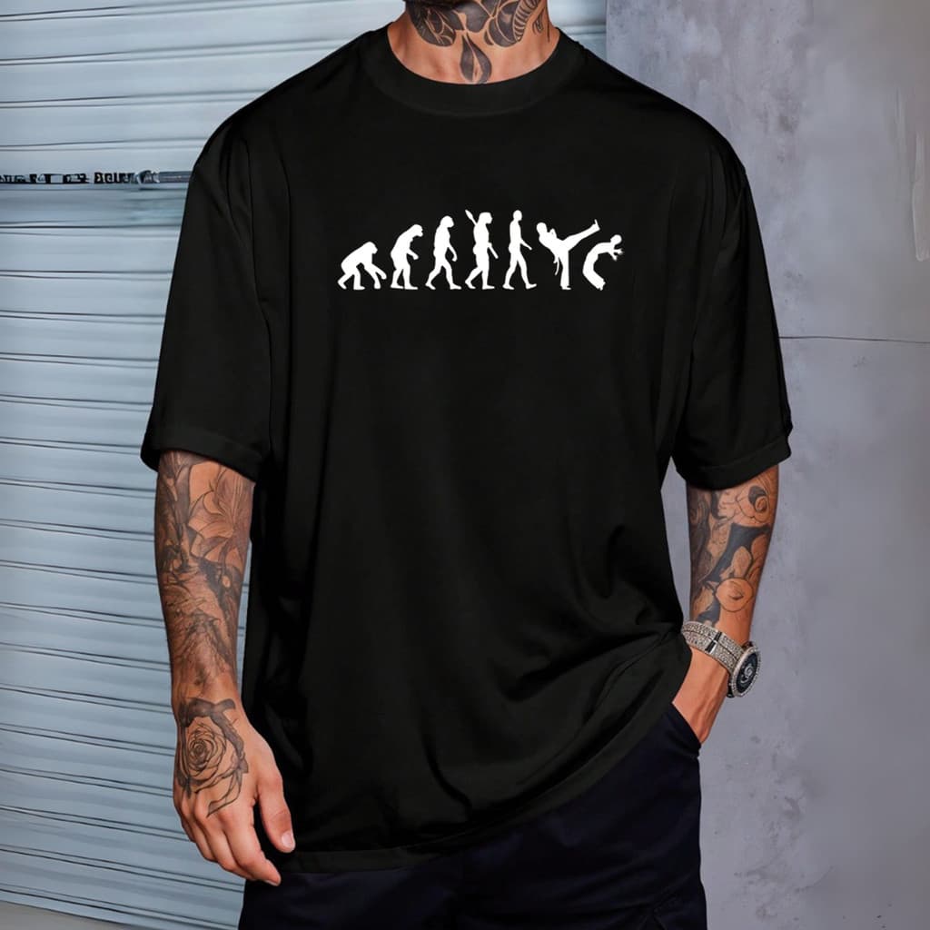 Camiseta Algodão Respirável Estilo Streetwear Estampa Cultural Brasileira Capoeira Dança Luta