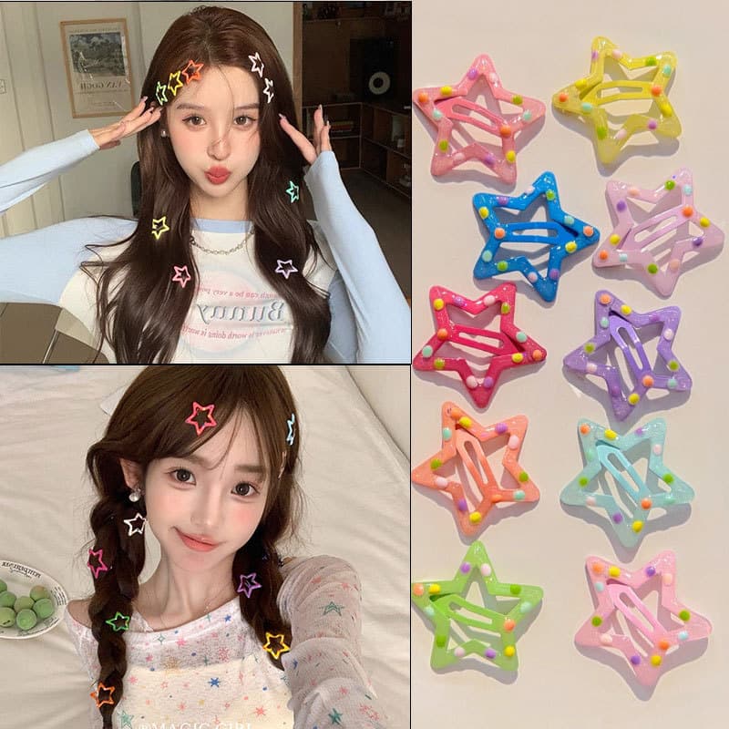 Kit Com 10 20 30 40 Ou 50 Estrelas Grampos De Cabelo Bola | Atacado Por Cores Sortidas Crianças E Adultos 100 Unidades D