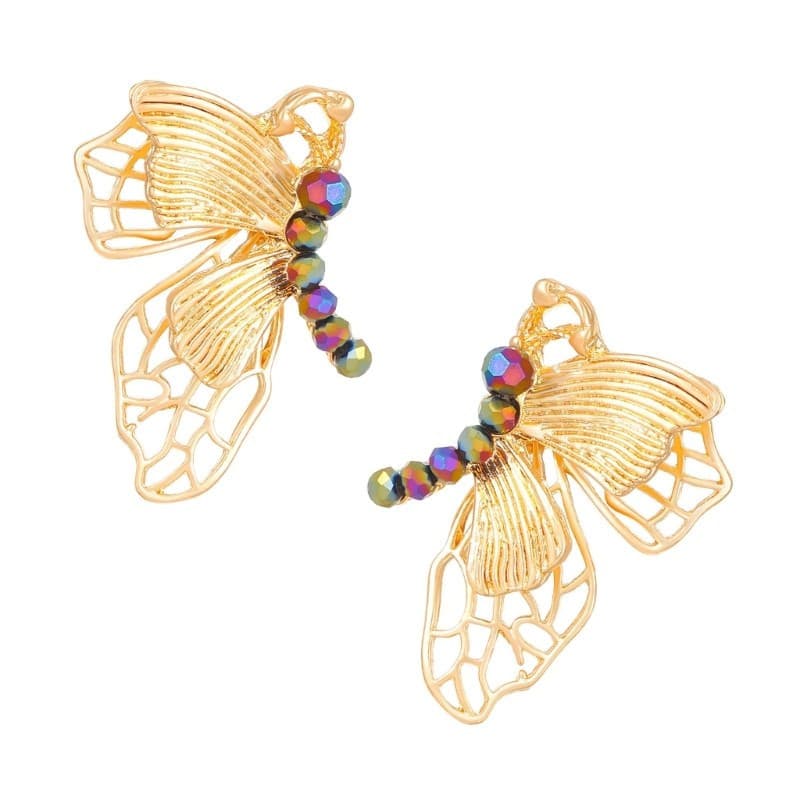 Brincos Borboleta Liga QUICKR Joias Escultura Intrica E Acabamento Dourado Luxuoso Para Uso Versátil