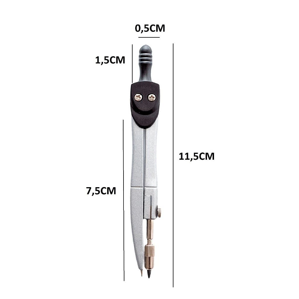 Compasso  LeoLeo Metálico 11,5cm Multiuso Diversas Cores Escolar Papelaria Resina Termoplásticas Metal Grafite Papelaria