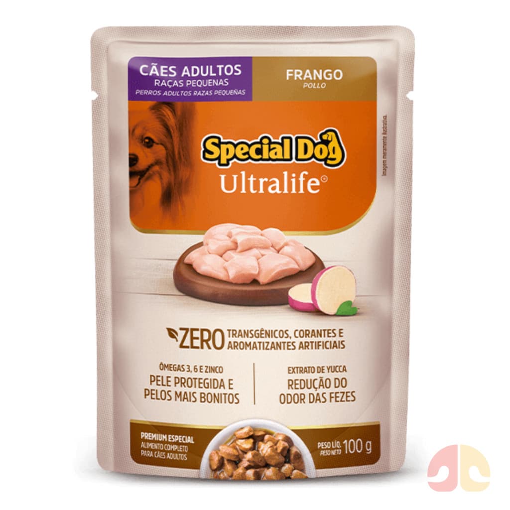 Kit com 12 Sachê Special Dog Cães Adultos Pequen Frango 12x100gr