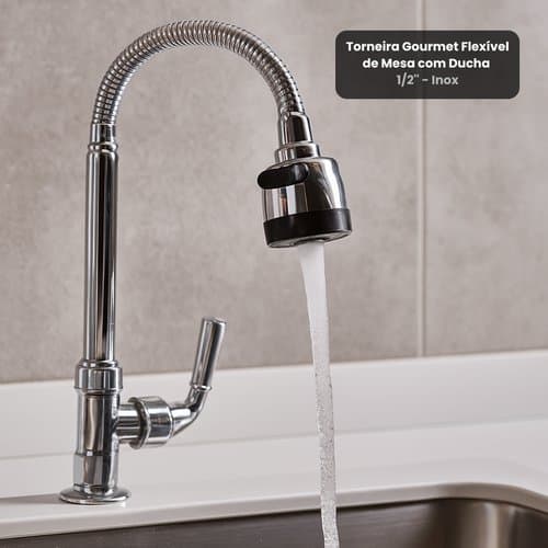 Torneira Flexivel Inox Cozinha Ducha Embutida Design Moderno Resistente Alta Qualidade