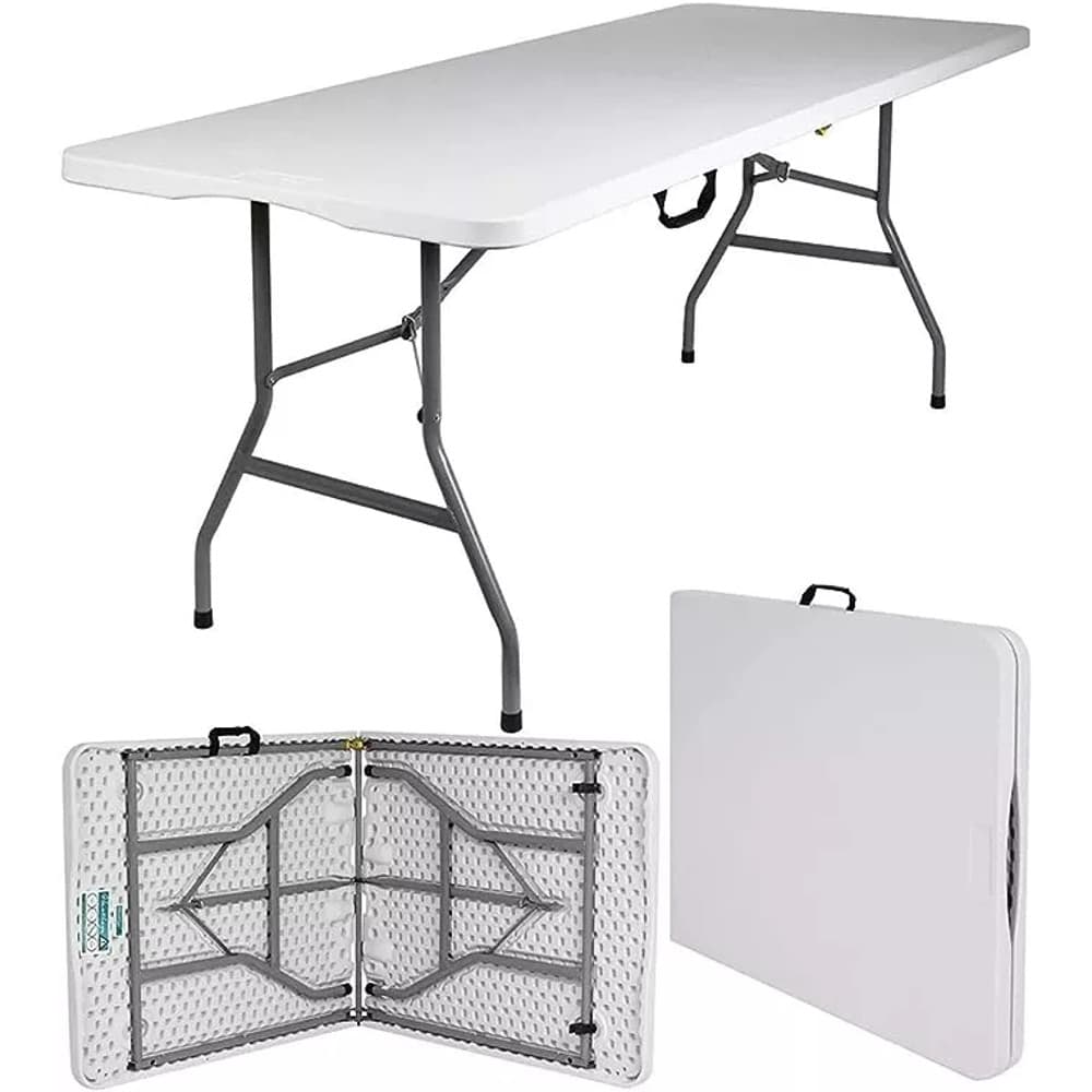 Mesa Dobrável Portátil 1,80m JST Vira Maleta para Camping, Eventos e Uso Externo