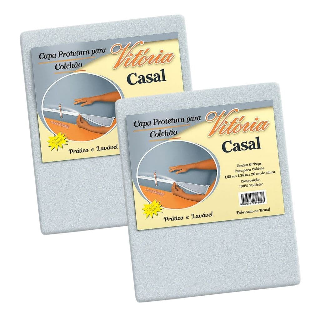 Kit 02 Capas Protetoras para Colchão Casal com Zíper Cinza