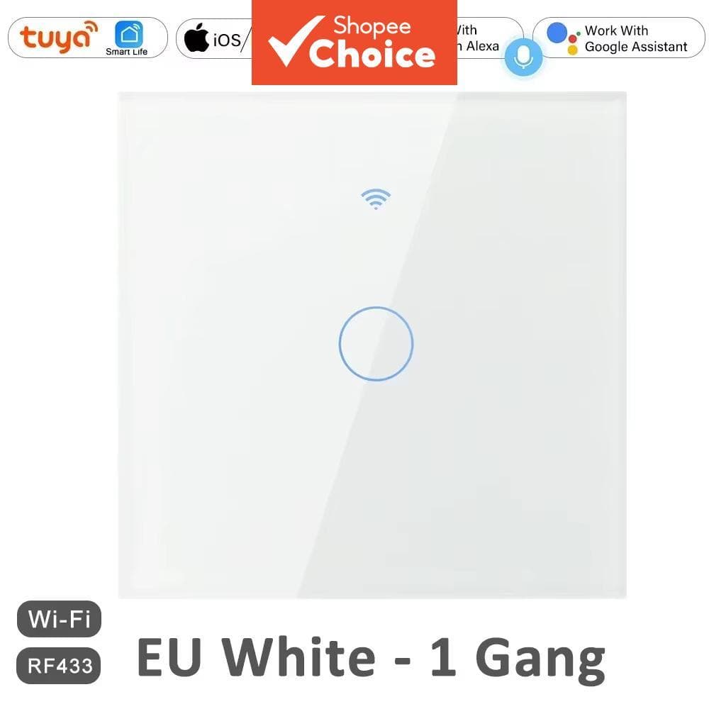 Interruptor Inteligente WiFi Ue 1/2/3/4 Gang Wall Touch 220V Fio Neutro Tuya