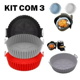 Forma de Silicone para Air Fryer 20cm Reutilizável Antiaderente Flexível – Kit 1 2 ou 3 Unidades