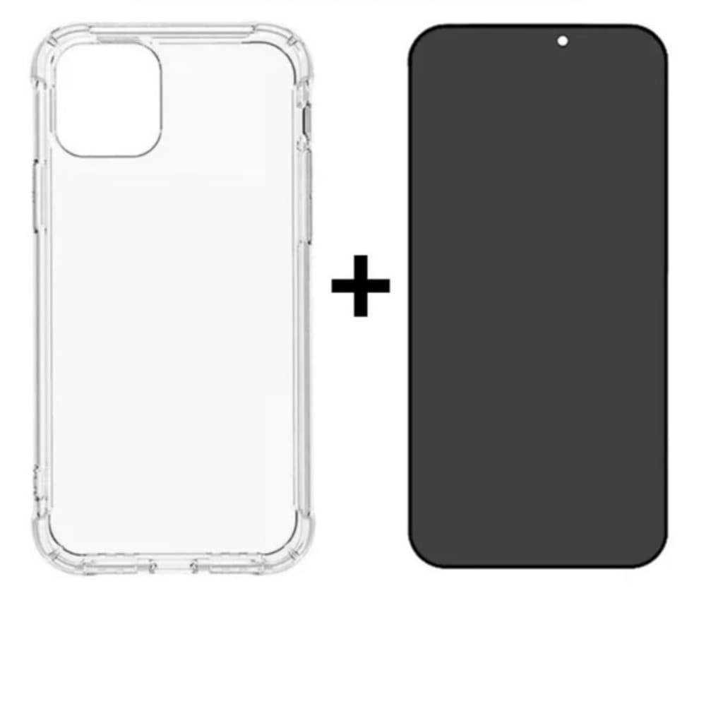 Kit 2em1 Capa TPU + Película de Vidro 3D Privacidade Para iPhone X XS 11 12 13 14 15 16 17 Pro Max