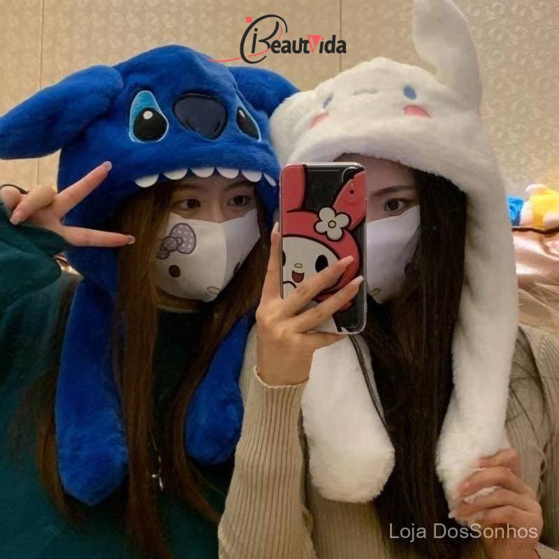 Sanrio Cinnamon Stitch Cartoon Pode Mover Um Chapéu Quando Belisca Seu De airbag Fofo No Outono E Inverno 5