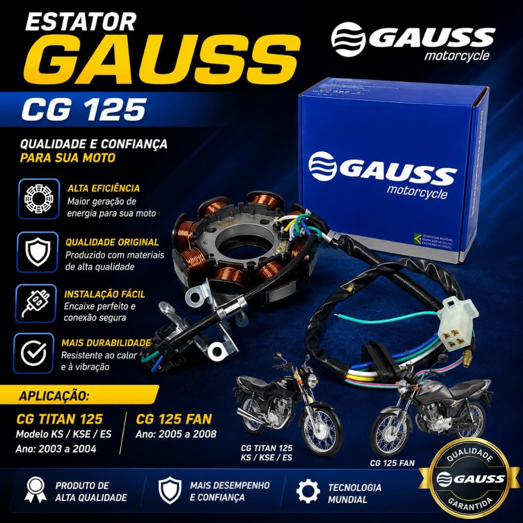 Estator Honda Cg 125 Titan/fan 2003 2004 2005 2006 2007 2008 Modelo Original Gauss