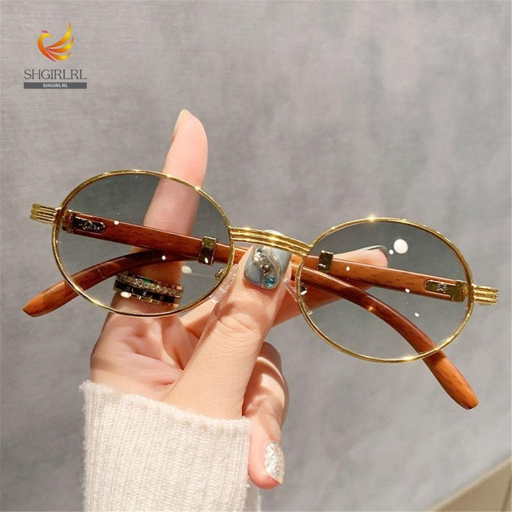 Óculos de Sol Redondos Vintage SHGIRLRL, Armação Oval Pequena Luxuosa, Estilo Clássico Punk Fashion 7KDS