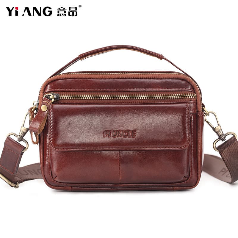 Bolsa Casual para celular, bolsa mensageiro de couro masculina, Mini bolsa de ombro pequena, primeira camada, Horizontal