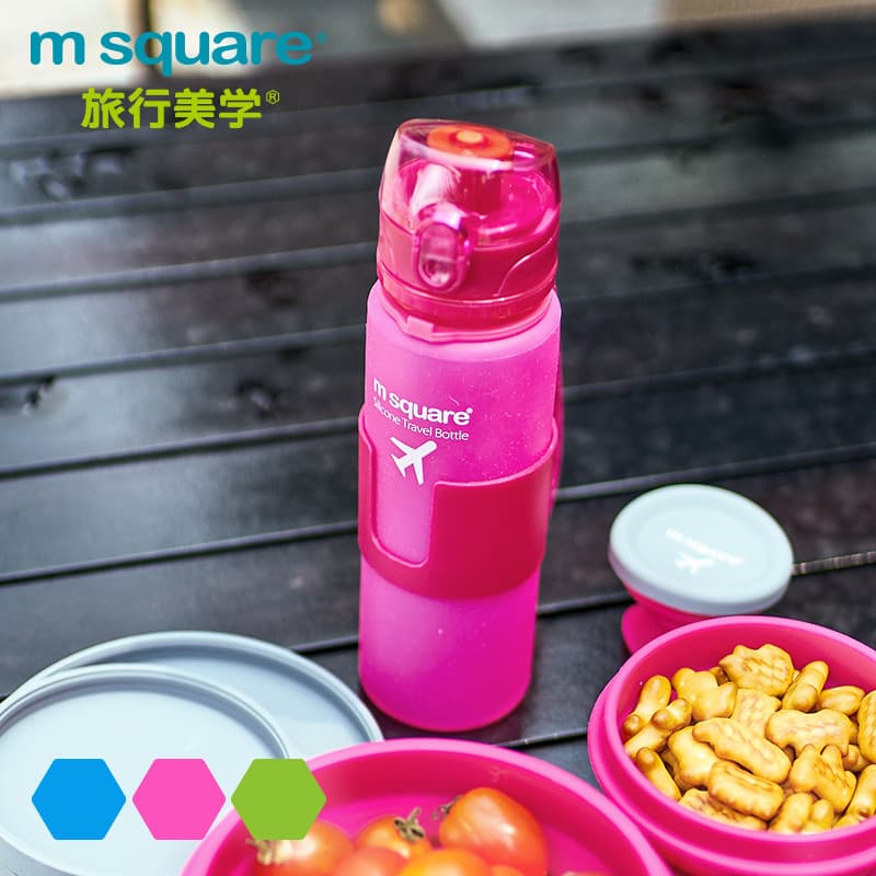 M quadrado bens de viagem viagem ao ar livre dobrável Silicone garrafa de água à prova de vazamento copo de água portáti